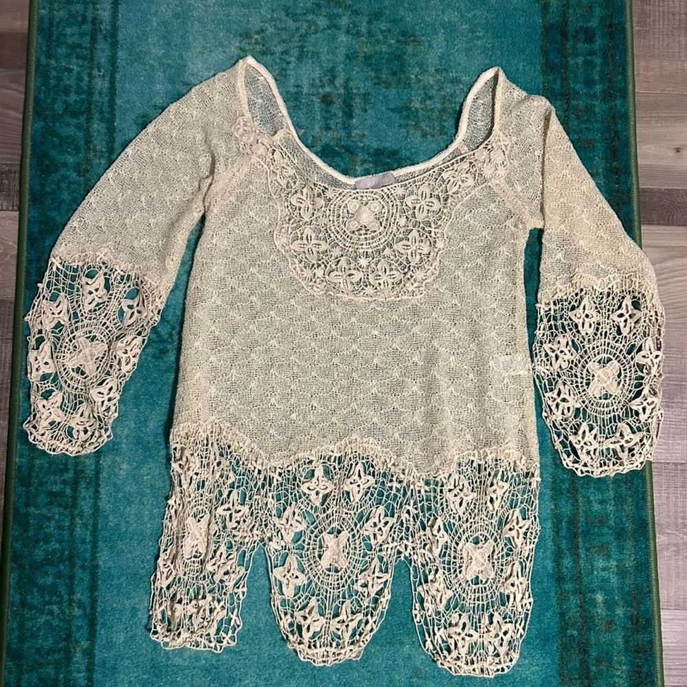 Elegant Women's Lace Swim Coverup in Cream